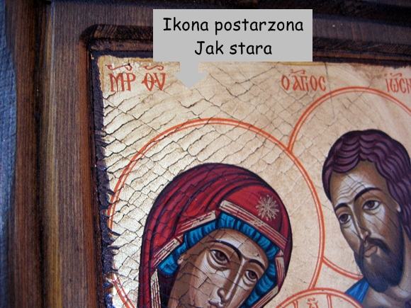 Święta rodzina ikona postarzana