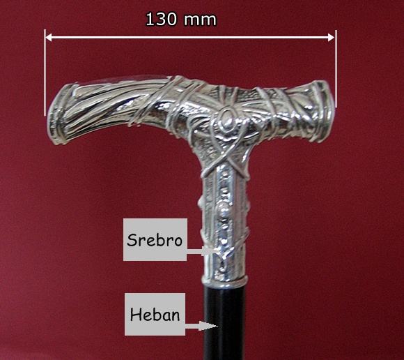 Męska stylowa srebrna laska z uchwytem secesja