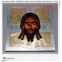 Duża Polska ikona Mandylion - Chrystus 30 x 30 cm (103)