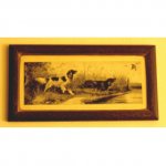Obrazek przedstawiający Polujące psy  + reprodukcja litografia w stylu retro