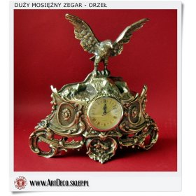 Zegar kominkowy mosiężny duży ORZEŁ Polski produkt