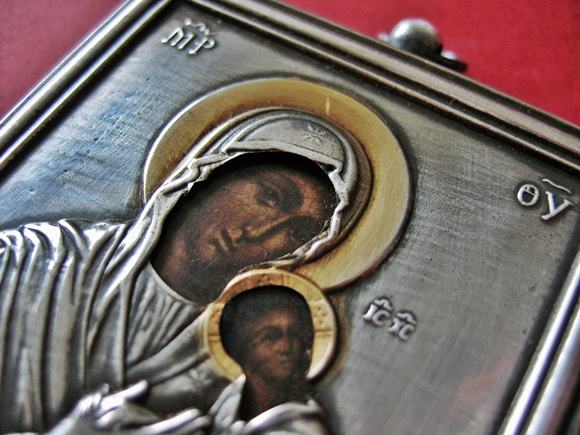 Matka Boska ikona na pamiątkę chrztu świętego i urodzin