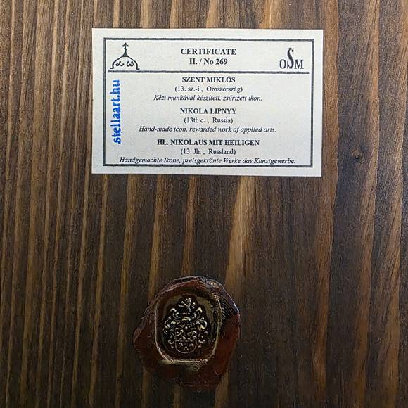 Certyfikat węgierskiej ikony religijnej