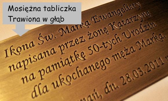 Tabliczka z dedykacją na ikonę