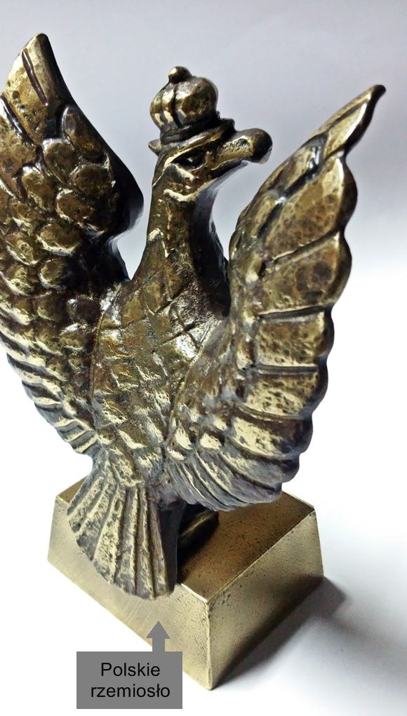 Mosiężna statuetka orła orzełka z dedykacją