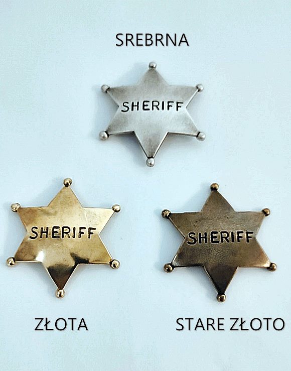 Oryginalna odznaka sheriff jako ozdoba do ubrania Srebrna i złota odznaka sheriff