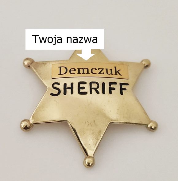 Sheriff Imienna odznaka Sheriff odznaka z grawerem