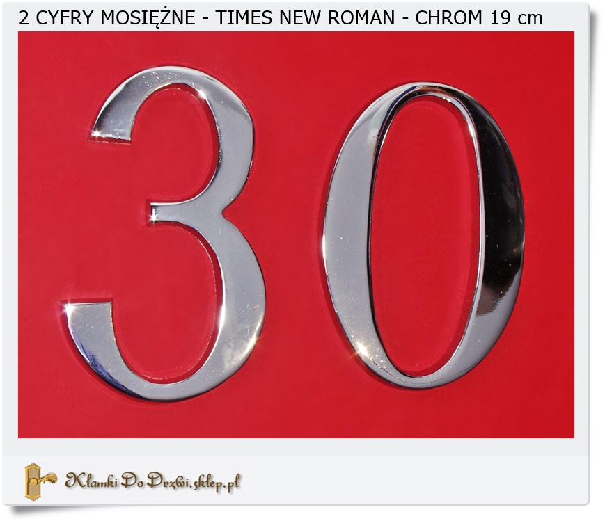  2 srebrne Cyfry na dom - Mosiądz Times New Roman 19 cm
