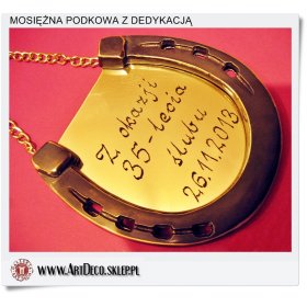 35 Lecie Ślubu, prezent symboliczna pamiątka -  Mosiężna podkowa z odręczną dedykacją