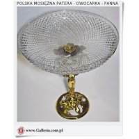 Bardzo duża PATERA mosiężna + kryształ PANNA