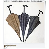 Beżowy Parasol + laska 2W1 Składany parasol z chowaną laską