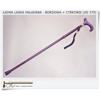 Czarna laska z bordową rączką 