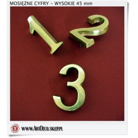 Cyfry  i Numerki mosiężne 45 mm na drzwi drewniane lub metalowe + 0,1,2,3,4,5,6,7,8,9