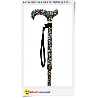 Czarna laska w kolorowe kwiaty