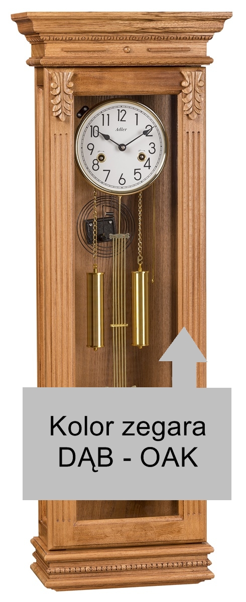  Dąb 11000 Adler Duży zegar wiszący szafkowy drewniany 