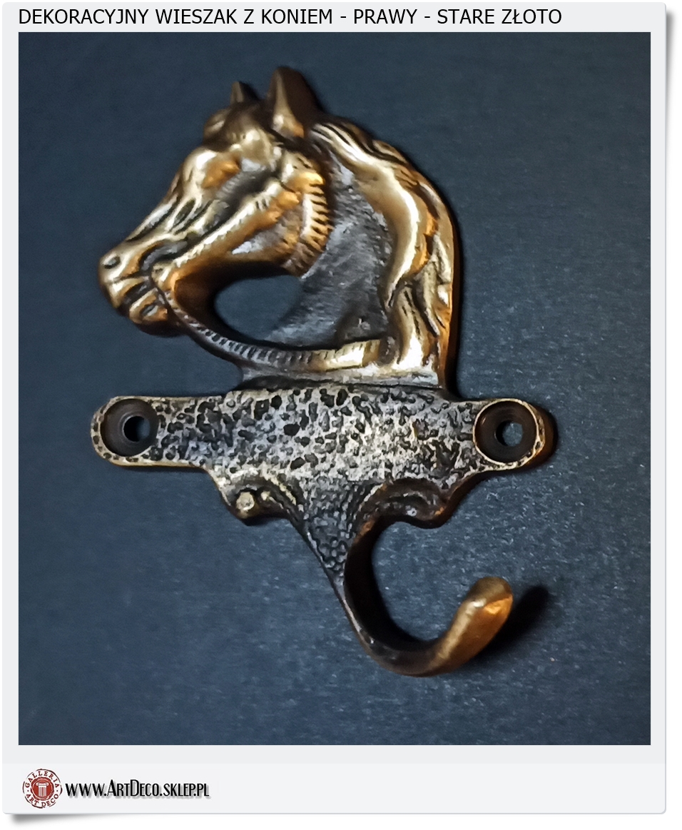  Dekoracyjny wieszak z koniem Prawy - Stare złoto