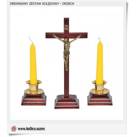 Drewniany zestaw kolędowy 3 - elementowy - kolor Orzech