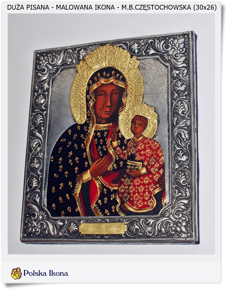  Duża malowana - pisana Ikona Matka Boska Częstochowska