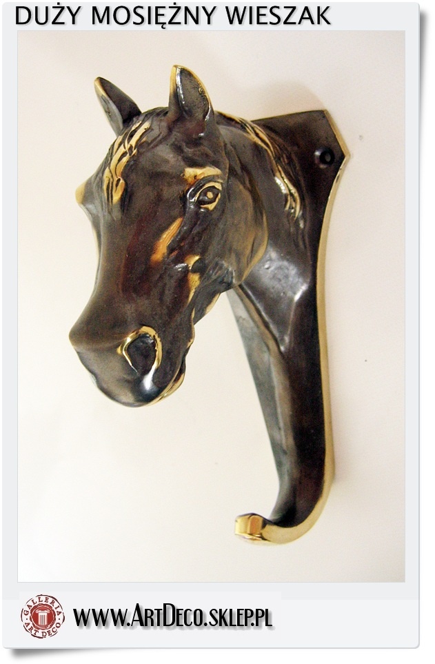 Duży mosiężny wieszak dla miłośnika koni - Rzeźba konia 