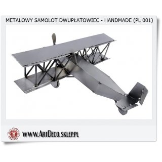 Duży metalowy model samolot Dwupłatowiec