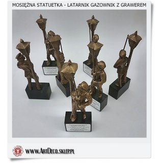 Gazownik - Latarnik - Figurka z mosiądzu z grawerem.