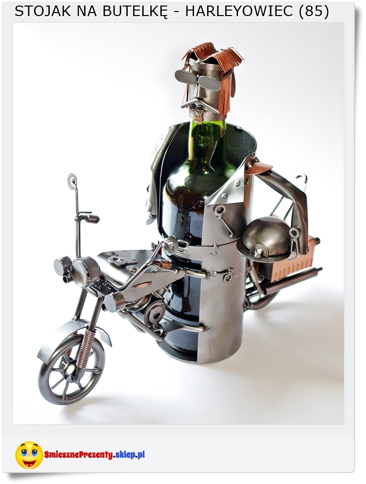  Harleyowiec na motorze - Stojak osłonka na wino - Prezent dla motocyklisty 