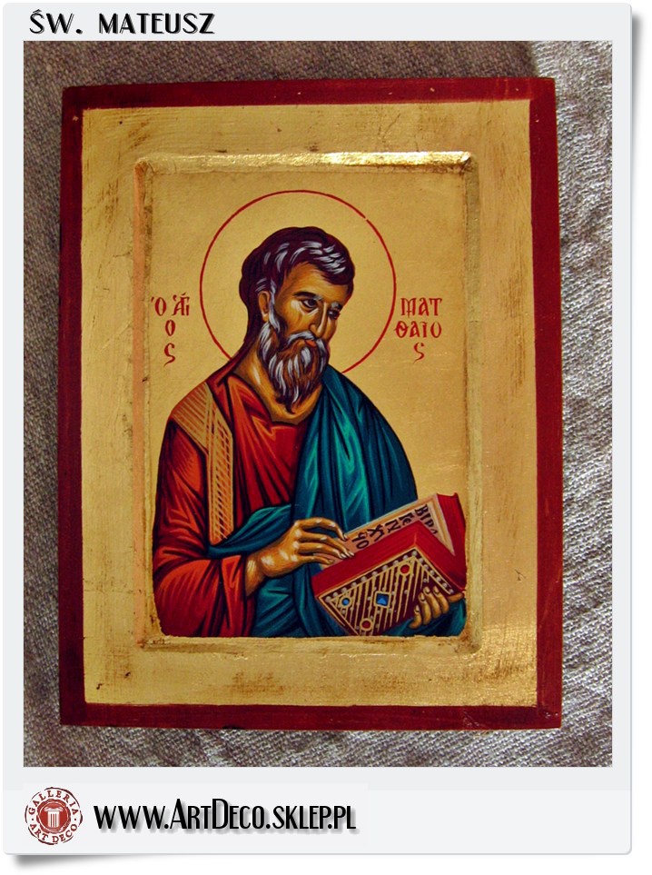  Prezent dla Mateusza Ikona bizantyjska Ewangelista MATEUSZ  (1S)