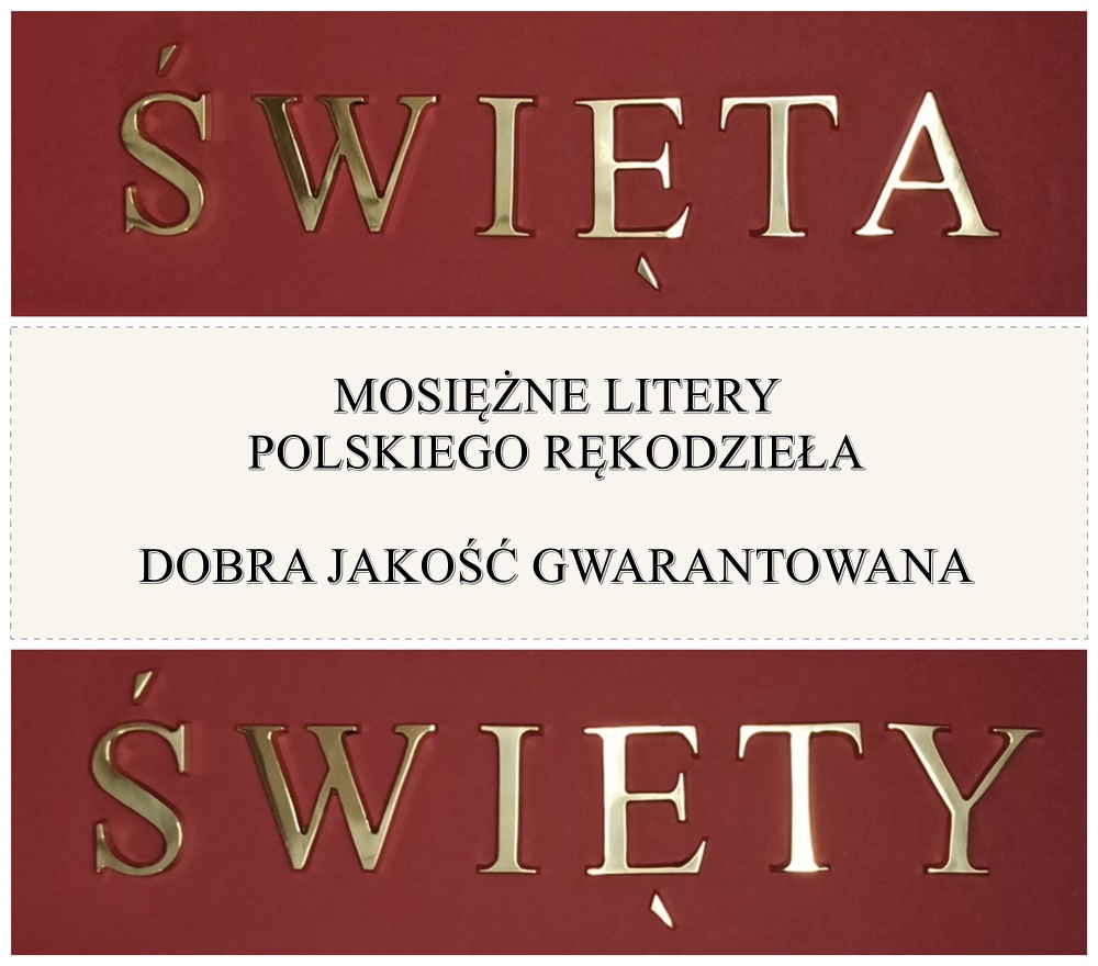  Mosiężne litery polskiego rękodzieła do kościoła