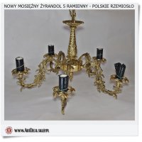 jaka Duża wisząca mosiężna LAMPA ŻYRANDOL 5 ramienny