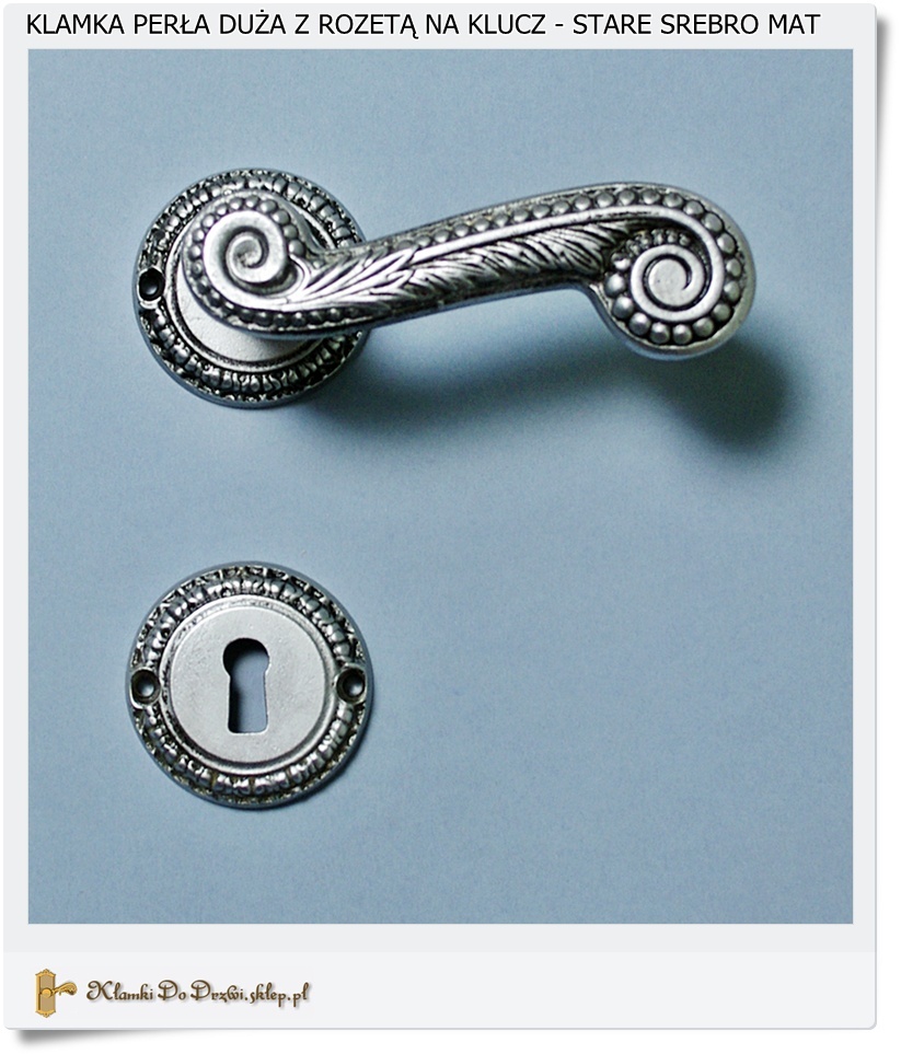  Klamki mosiężne z rozetą na klucz - Stare srebro 