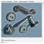 Klamki mosiężne z rozetą na klucz - Stare srebro 