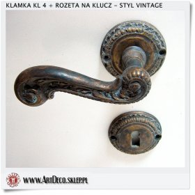 Jak stary Komplet klamek mosiężnych z rozetą dolną na klucz KL 4