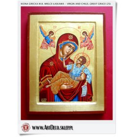 Duża ikona bizantyjska - Grecka Matka Boska Wielce łaskawa (2S)