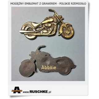 Na prezent dla motocyklisty Mosiężny motocykl - zawieszka emblemat z grawerunkiem