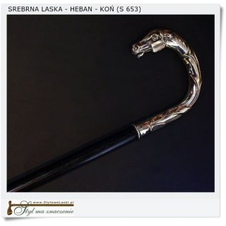 Srebrna laska Heban Koń pr.925 (S 653)