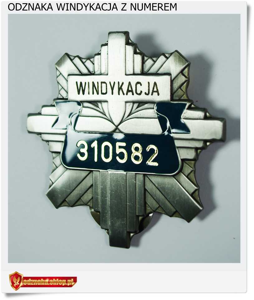  Odznaka Windykacja z wygrawerowanym numerem
