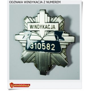 Odznaka Windykacja z wygrawerowanym numerem
