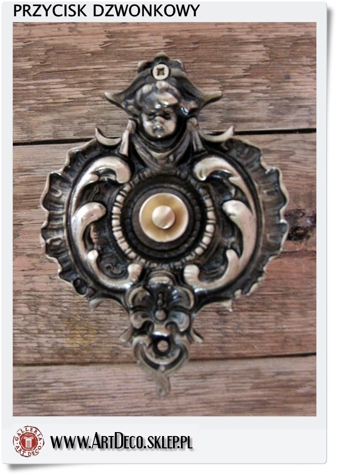  Przycisk retro do dzwonka w stylu Barokowym - Mosiężny uniwersalny 