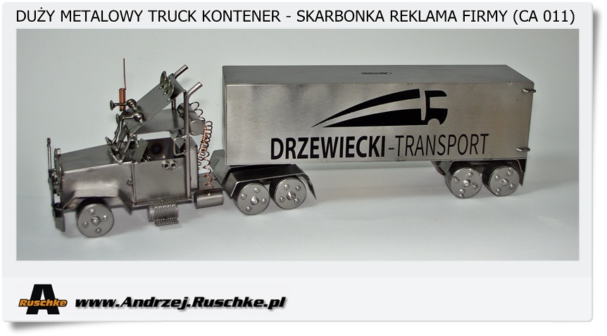  Metalowy model Ciężarówki - Skarbonka Reklama firmy transportowej