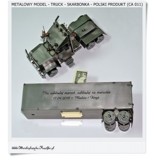 TRUCK Duży metalowy model Skarbonka + Wygrawerowana dedykacja