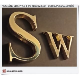 Litery mosiężne polerowane na złoto