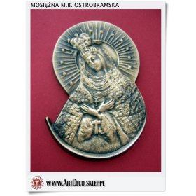 Matka Boska Ostrobramska - Mosiężny emblemat jak IKONA
