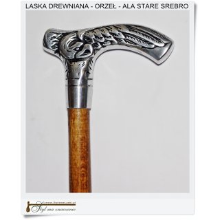 Męska Laska z Orłem ala stare srebro 