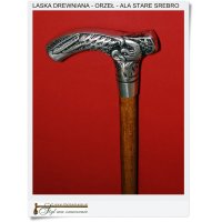 Męska Laska z Orłem ala stare srebro 