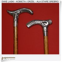 Męska Laska z Orłem ala stare srebro 