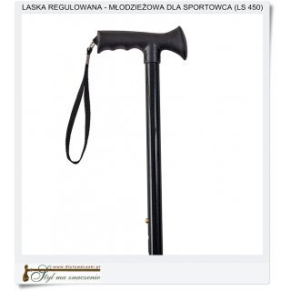 Młodzieżowa Laska czarny metalik dla sportowca - Regulowana wysokość SPORT ( LS 450)