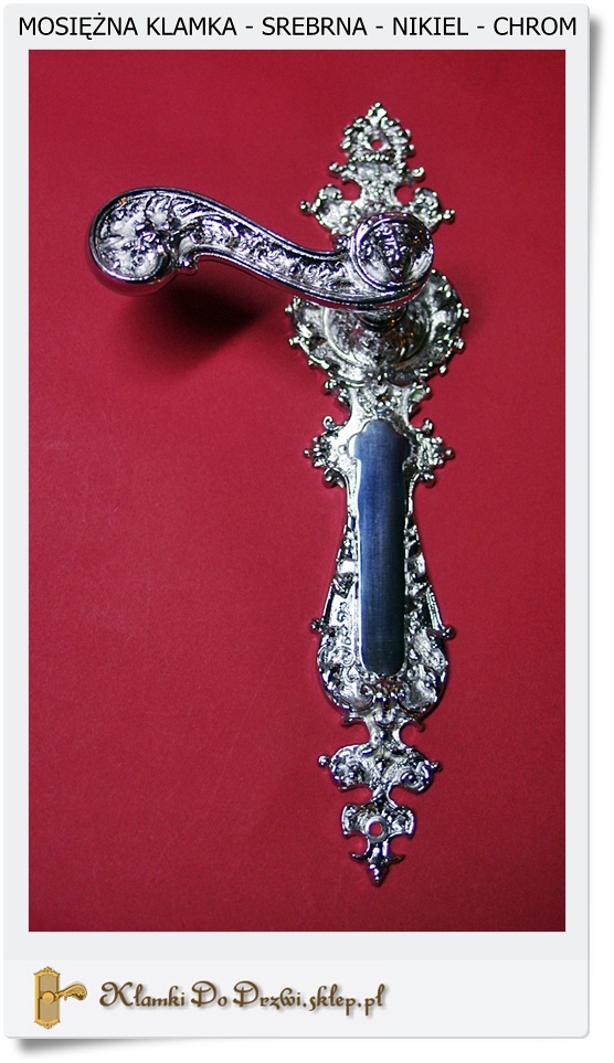  Mosiężna - Srebrna stylowa klamka do drzwi (Chrom - Nikiel) 