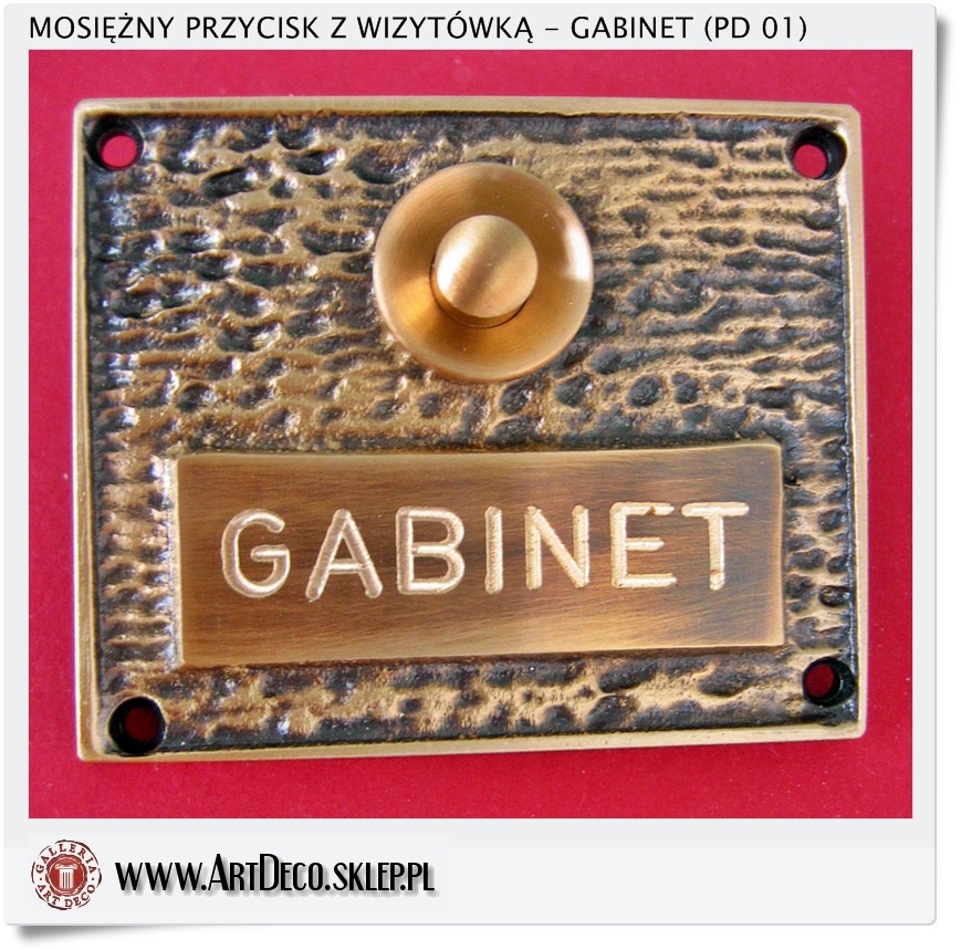  Mosiężna wizytówka z przyciskiem dzwonkowym do GABINETu 