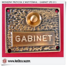 Mosiężna wizytówka z przyciskiem dzwonkowym do GABINETu 