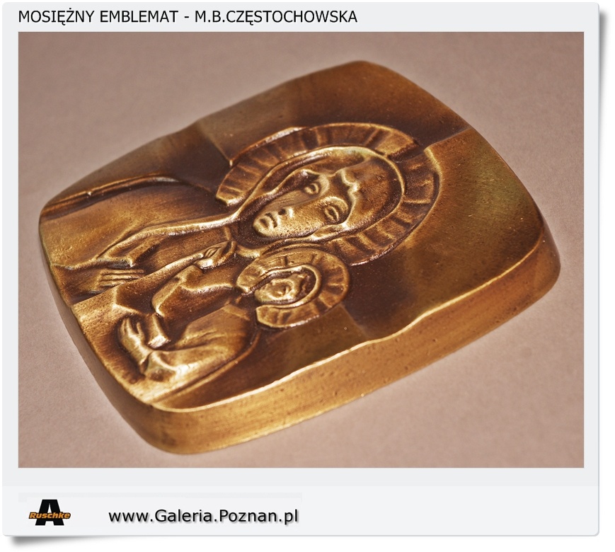  Mosiężny emblemat Matka Boska Częstochowska 